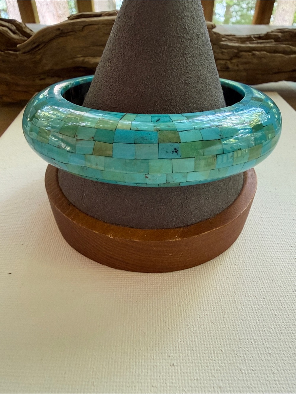 Turquoise Dyed MOP Bangle Bracelet